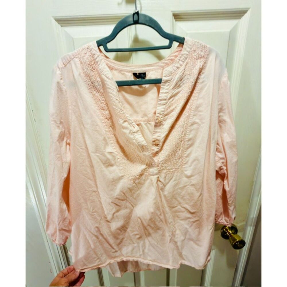 New Directions 100% Cotton Blush Pink Blouse Size 1X